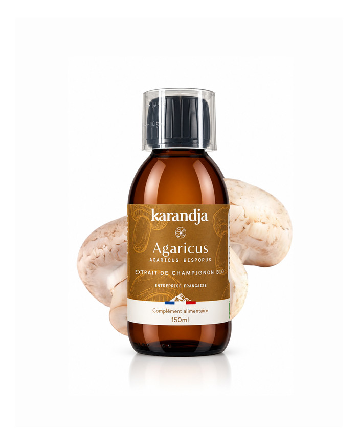 karandja-mycostim-agaricus-150ml-bio.jpg Extrait de champignon bio Agaricus 150 ml, flacon en verre ambré
