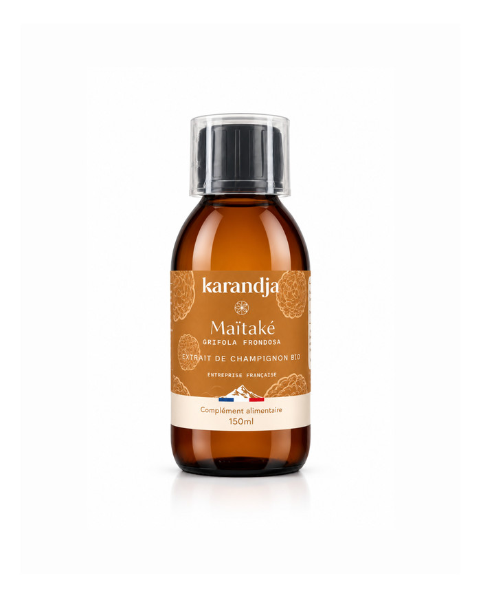 karandja-mycostim-maitake-150ml-bio-1.jpg Extrait de champignon bio Maïtaké 150 ml, flacon en verre ambré – vue 2