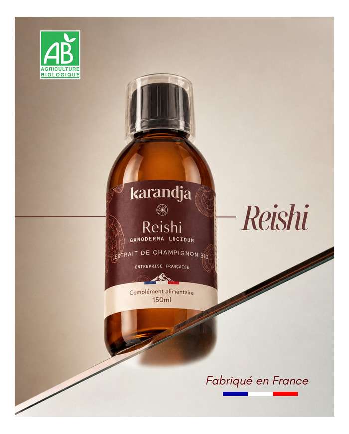 karandja-mycostim-reishi-150ml-bio-3.jpg Extrait de champignon bio Reishi 150 ml, flacon en verre ambré – vue 4