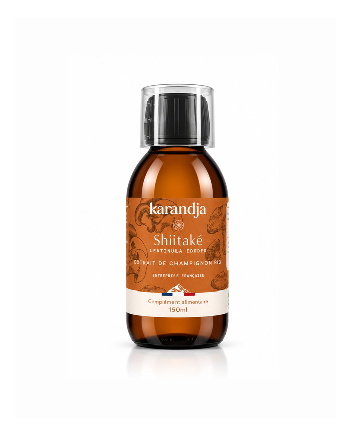 karandja-mycostim-shiitake-150ml-bio-1.jpg Extrait de champignon bio Shiitaké 150 ml, flacon en verre ambré – vue 2