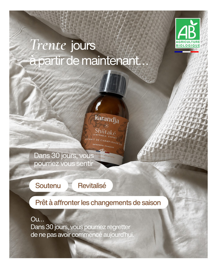 karandja-mycostim-shiitake-150ml-bio-3.jpg Extrait de champignon bio Shiitaké 150 ml, flacon en verre ambré – vue 4